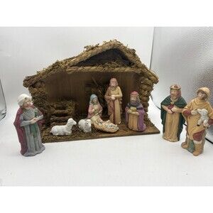 Vintage Midwest Cannon Falls Nativity Set Stable Manger w Box